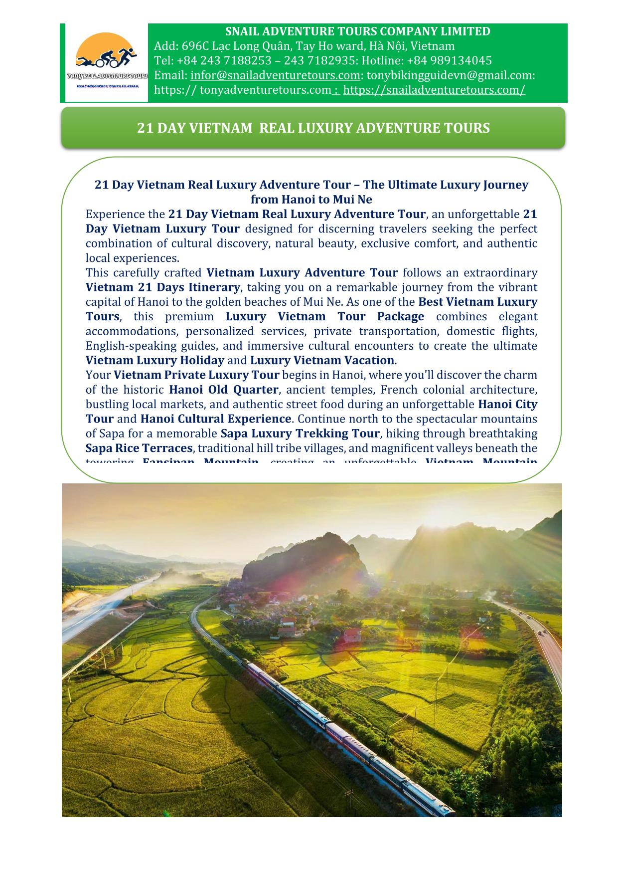 21 DAY VIETNAM REAL PREMIER ADVENTURE PACKAGE HOLIDAY