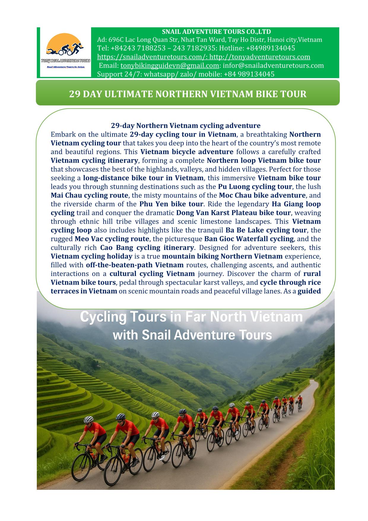 29 DAY ULTIMATE NORTHERN VIETNAM BIKE TOURS