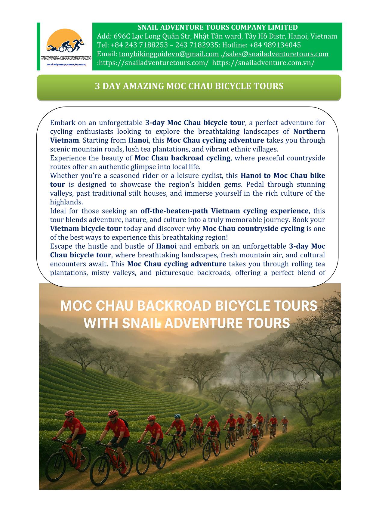 3 DAY MOC CHAU BICYCLE TOURS