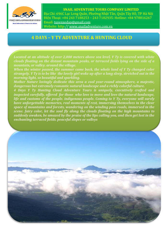 4 DAYS   EXPLORE Y TY  - THE PARADISE OF CLOUD