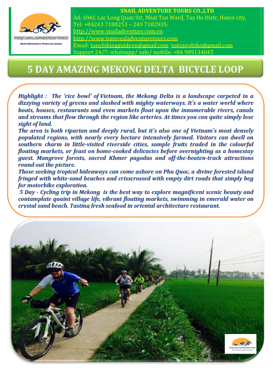 5 DAYS  AMAZING MEKONG DELTA BICYCLE LOOP