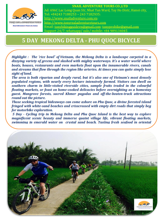 5 DAY - MEKONG - PHU QUOC BICYCLE HOLIDAY