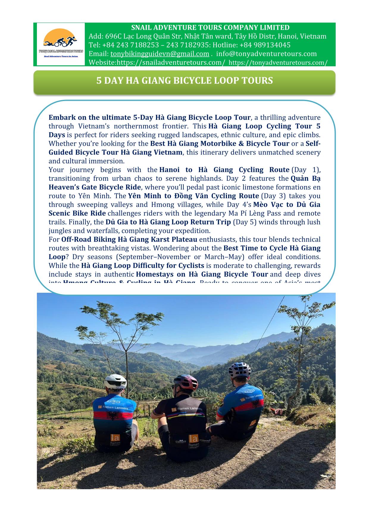 5 DAY HA GIANG LOOP BICYCLE TOURS