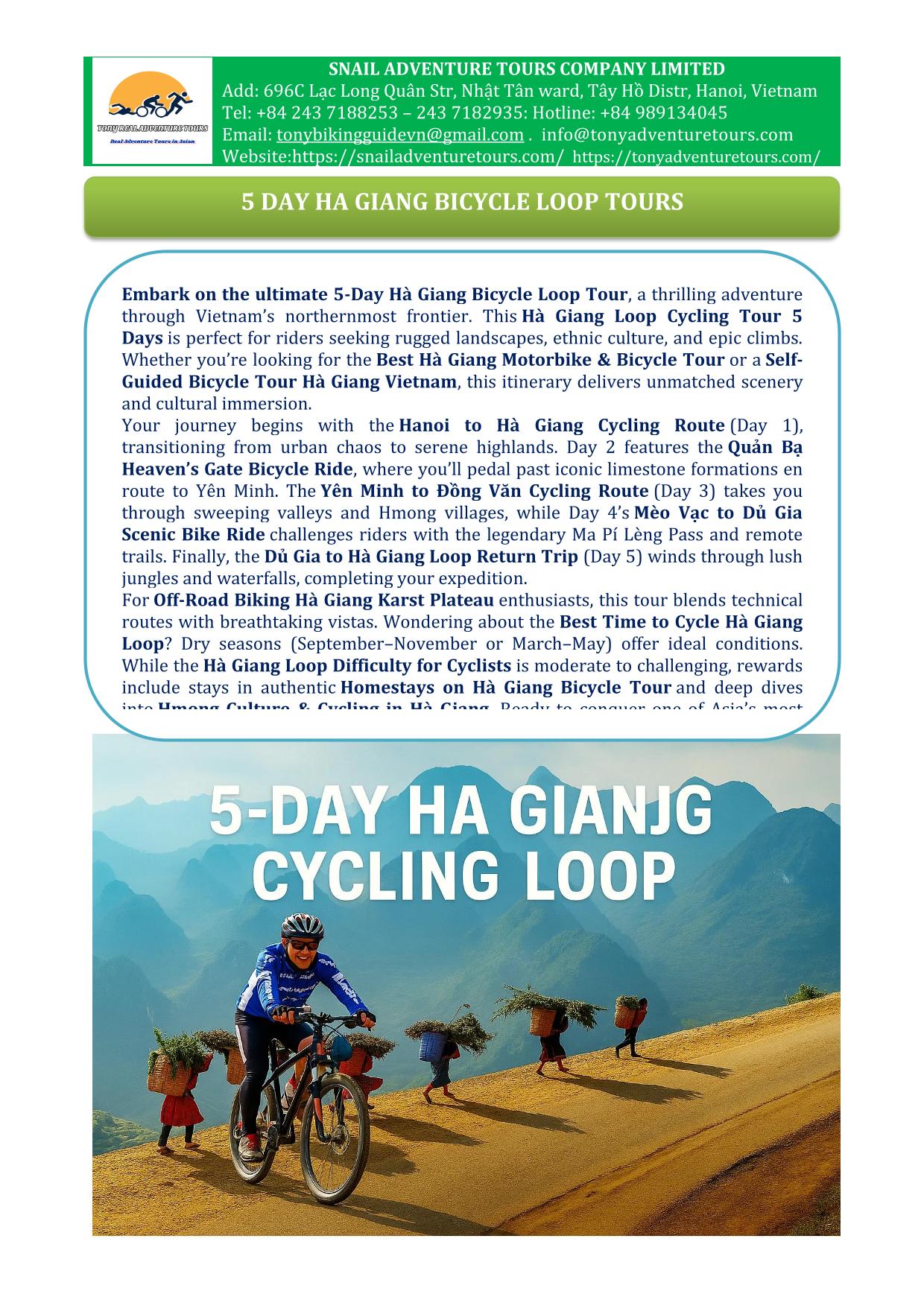 5 DAY HA GIANG LOOP BICYCLE TOURS