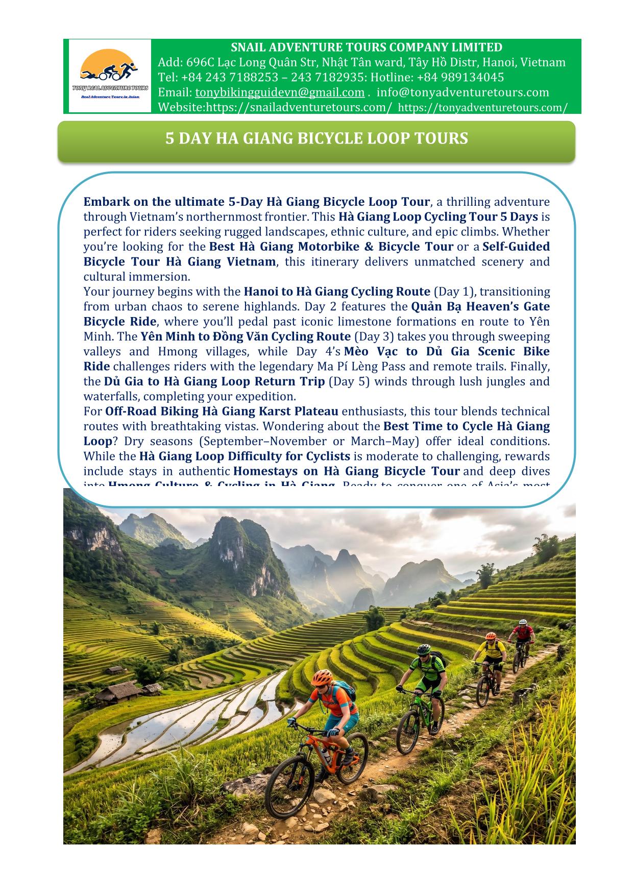 5 DAY HA GIANG LOOP BICYCLE TOURS
