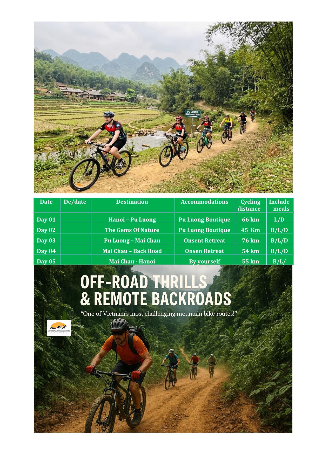 5 DAY VIETNAM CYCLING TOUR | HANOI - MAI CHAU VIA PU LUONG