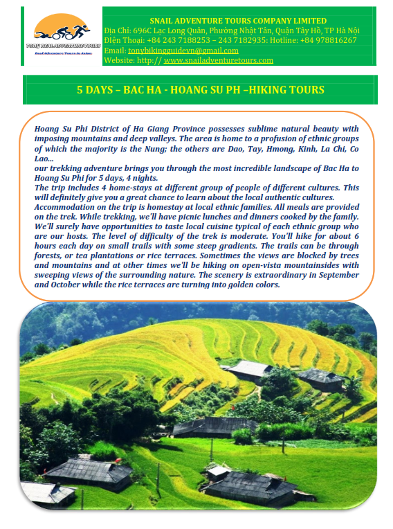 5 DAYS BAC HA - HOANG SU PHI HIKING TOURS
