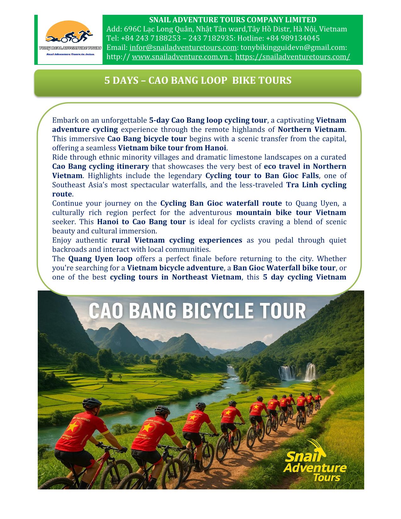 5 DAYS CAO BANG CYCLING LOOP