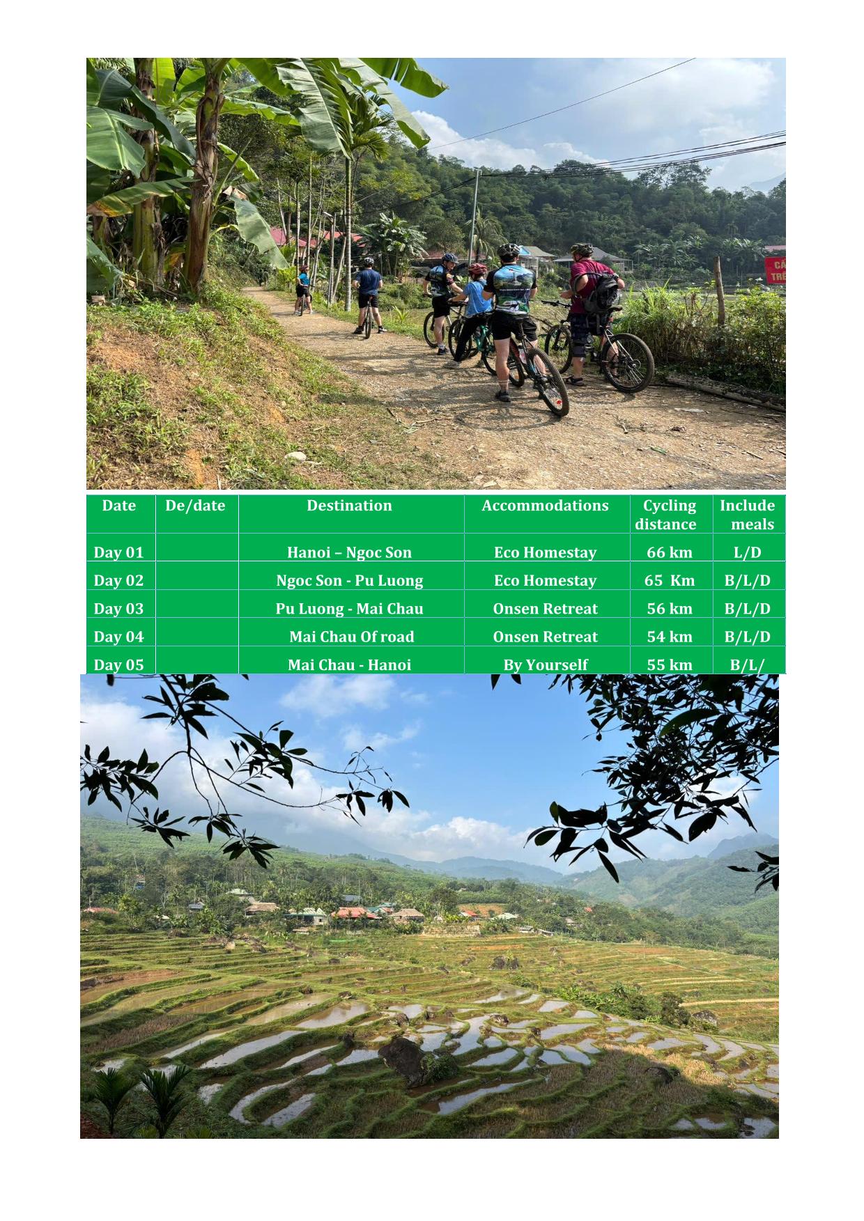 5 DAY PU LUONG - MAI CHAU BICYCLE TOURS