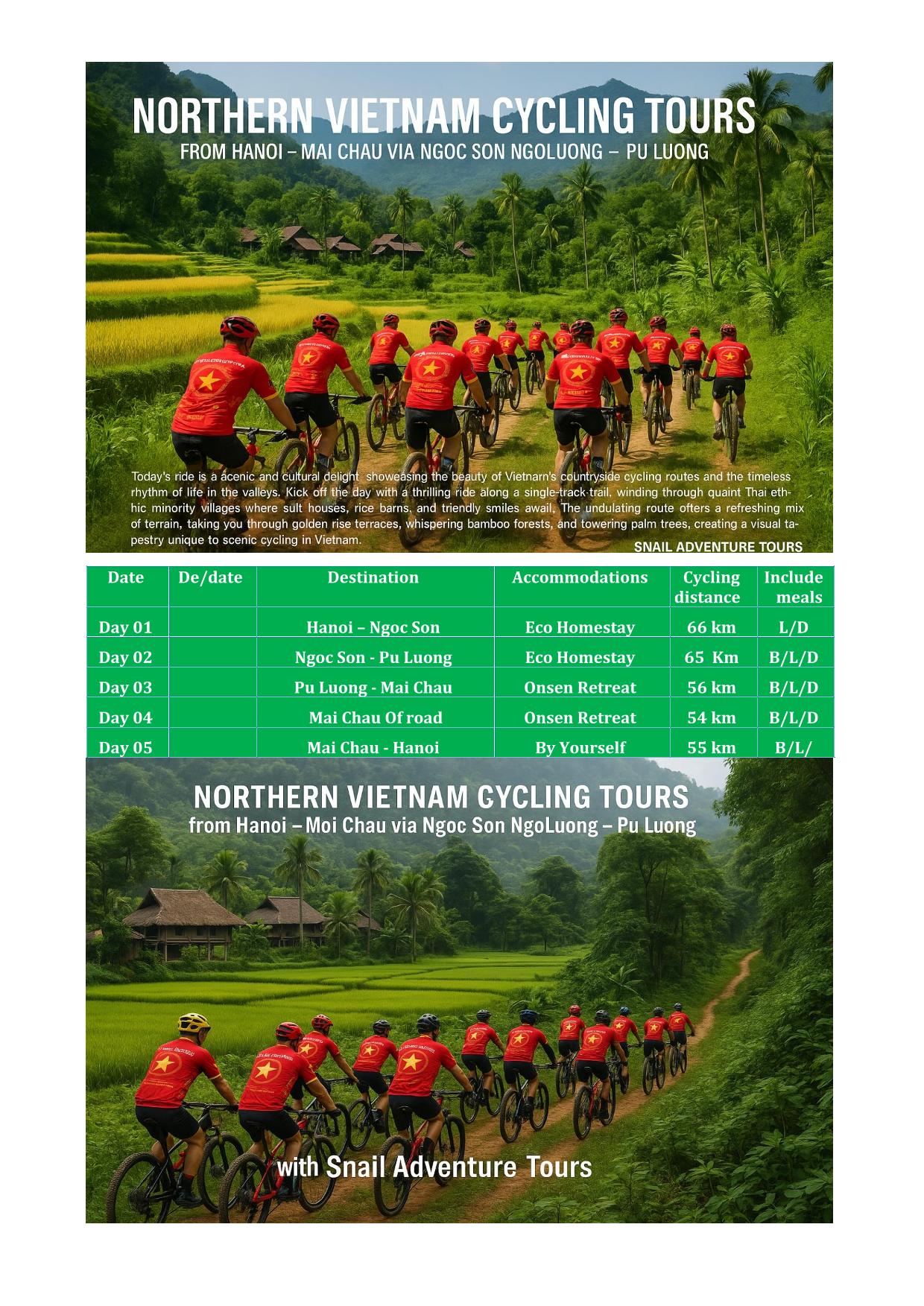 5 DAY VIETNAM CYCLING TOUR | HANOI - MAI CHAU VIA PU LUONG