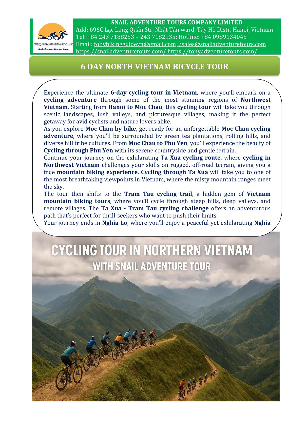 6 DAY  NORTH VIETNAM CYCING TOURS | MOC CHAU -NGHIA LO ADVENTURE