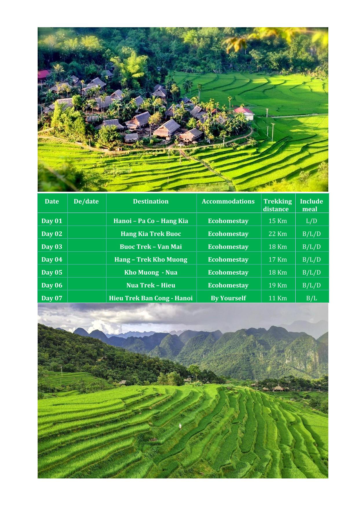 7 DAY PA CO - HANG KIA -MAI CHAU -PULUONG TREKKING TOURS