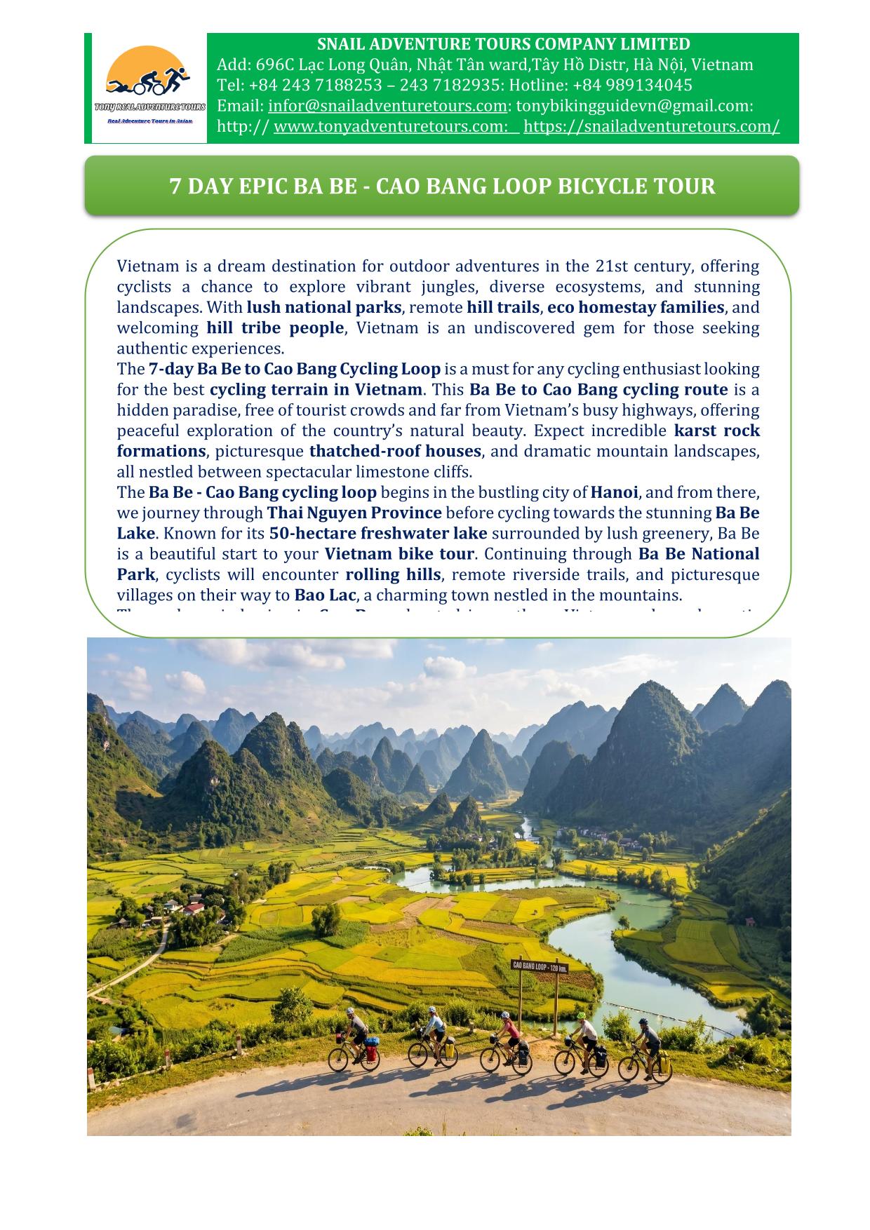 7 DAY BA BE - CAO BANG CYCLING TOUR: NORTH VIETNAM ADVENTURE