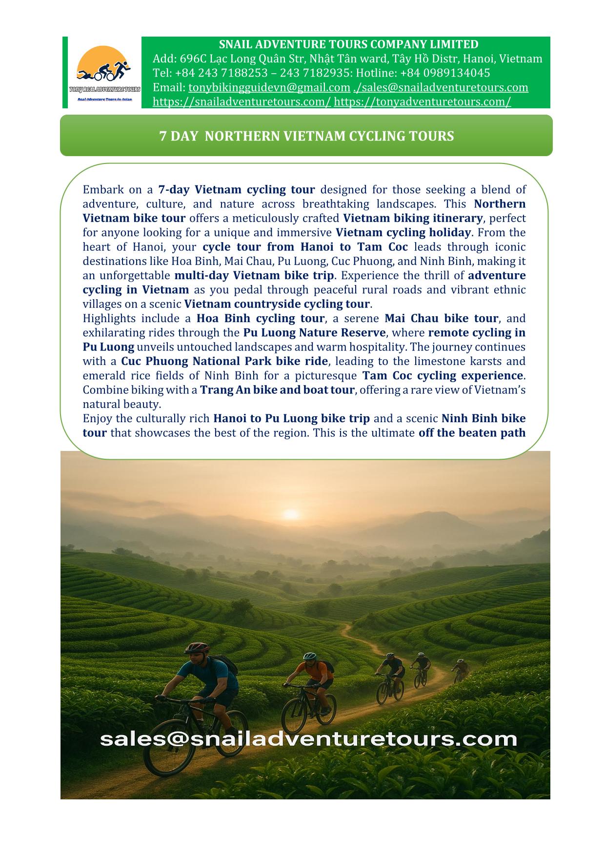 7 DAY NORTHERN VIETNAM CYCLING TOURS: MAI CHAU -TAM COC ADVENTURE
