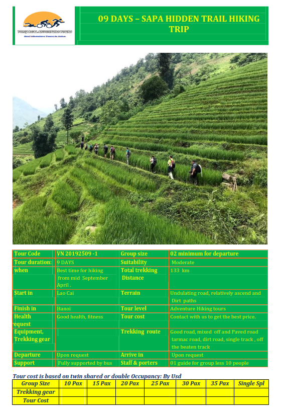 9 DAYS  COLORFUL HIKING TRIP IN SAPA VALLEY