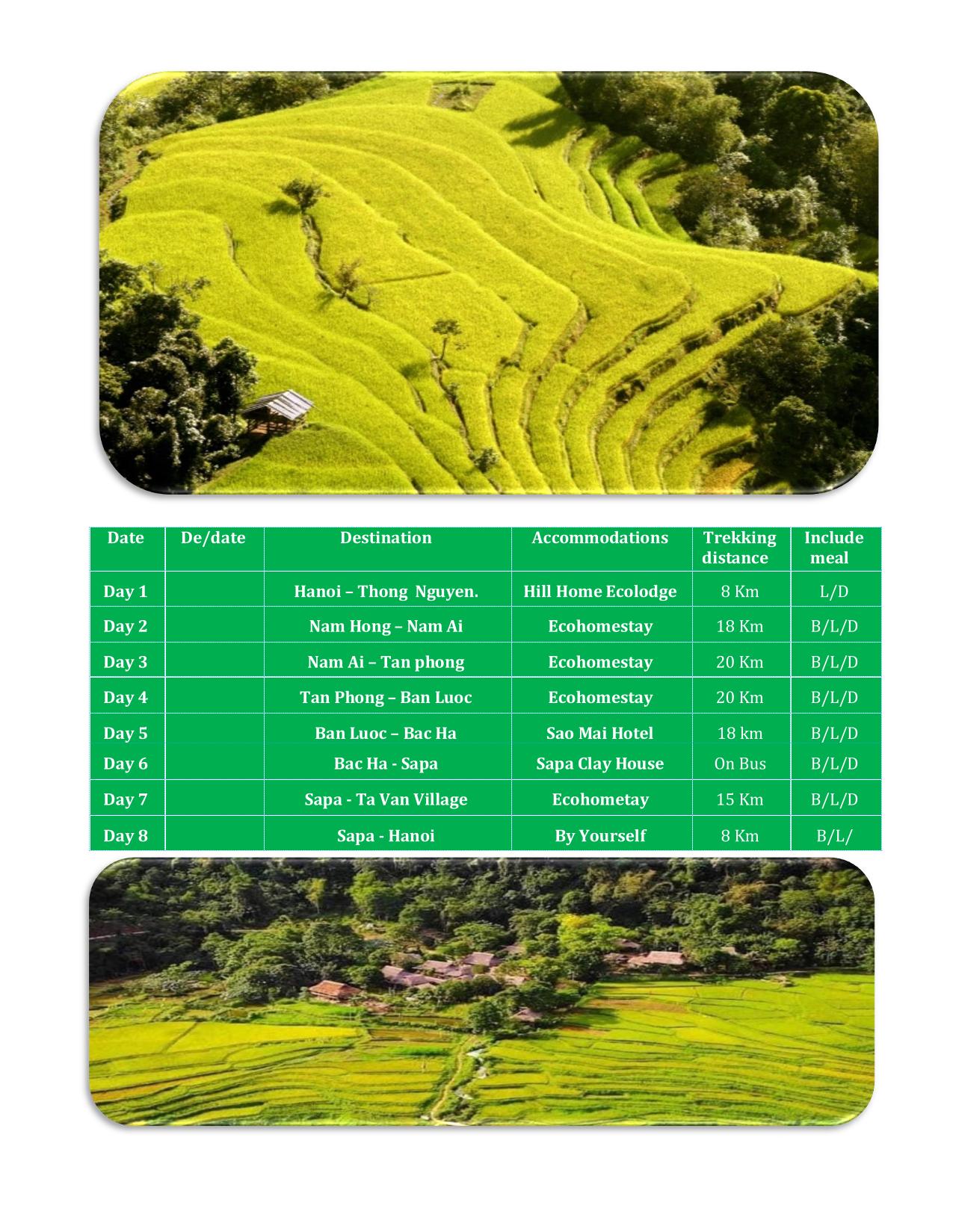 8 DAY HOANG SU PHI - BAC HA - SAPA HIKING TOURS