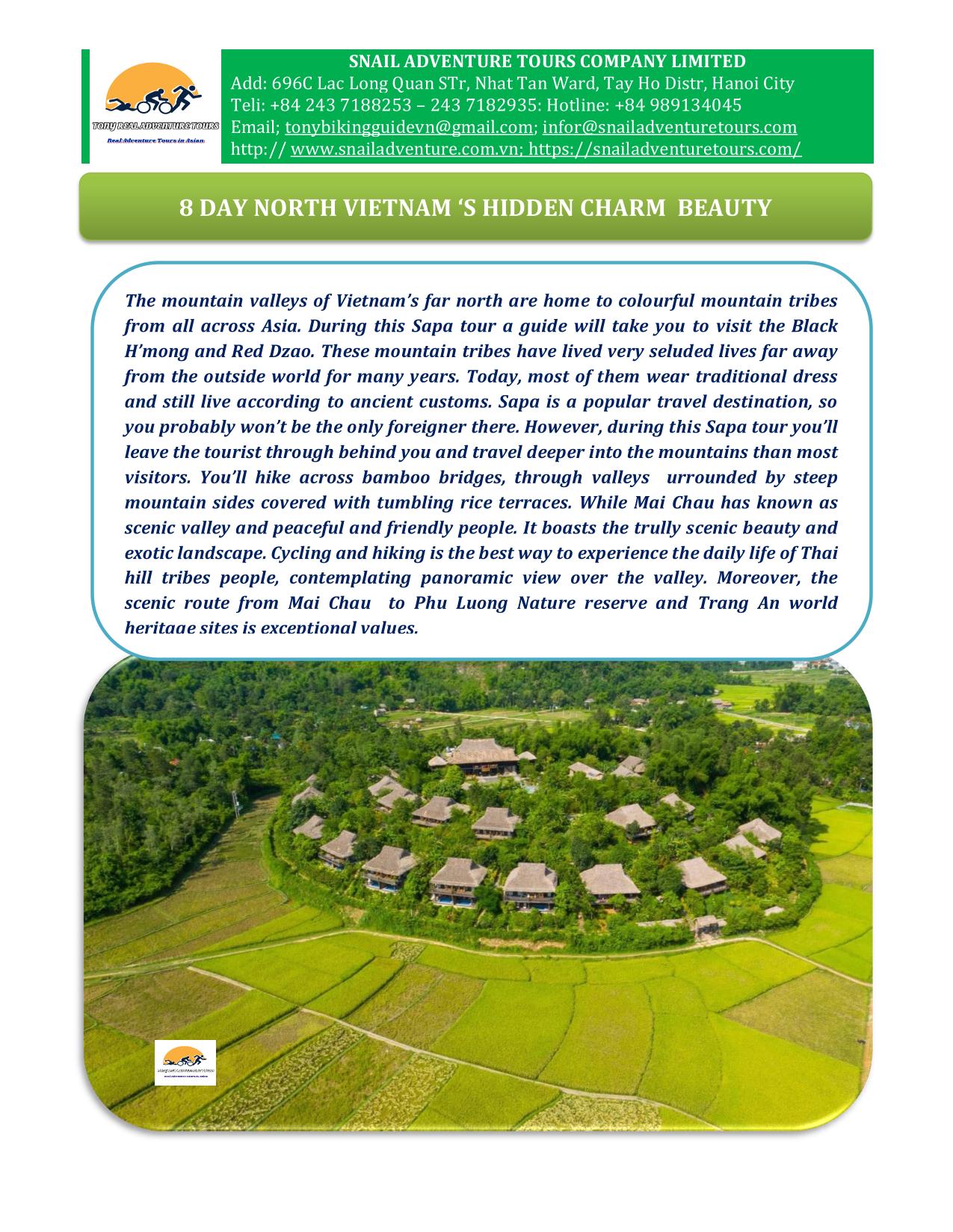 8 DAY HANOI - SAPA - MAI CHAU  - HALONG BAY TOURS