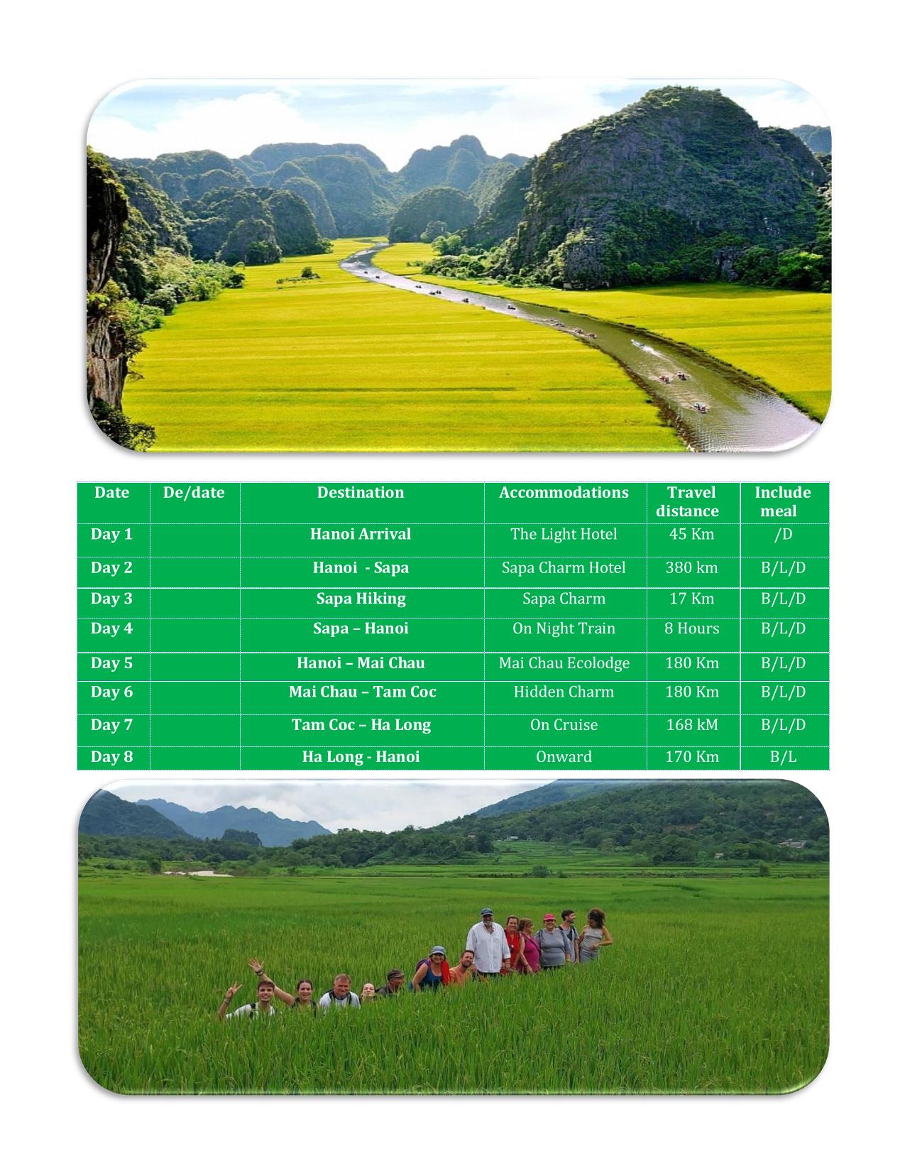 8 DAY HANOI - SAPA - MAI CHAU  - HALONG BAY TOURS