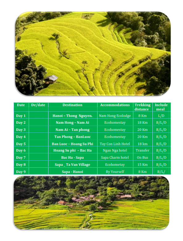9 DAY HOANG SU PHI - BAC HA - SAPA HIKING  TOURS