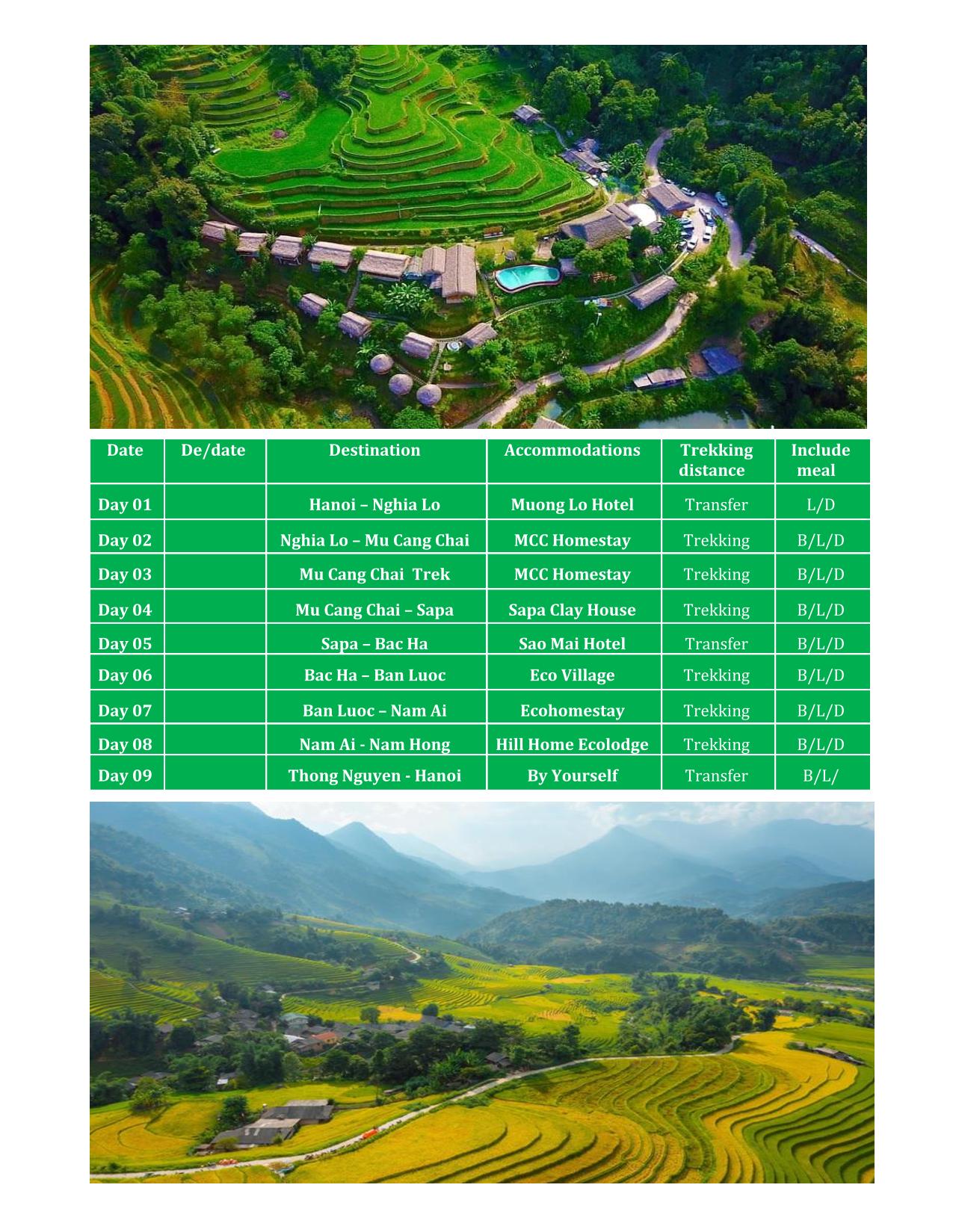 9 DAY ADVENTURE TOURS VIETNAM: MU CANG CHAI -SAPA - HOANG SU PHI TREK