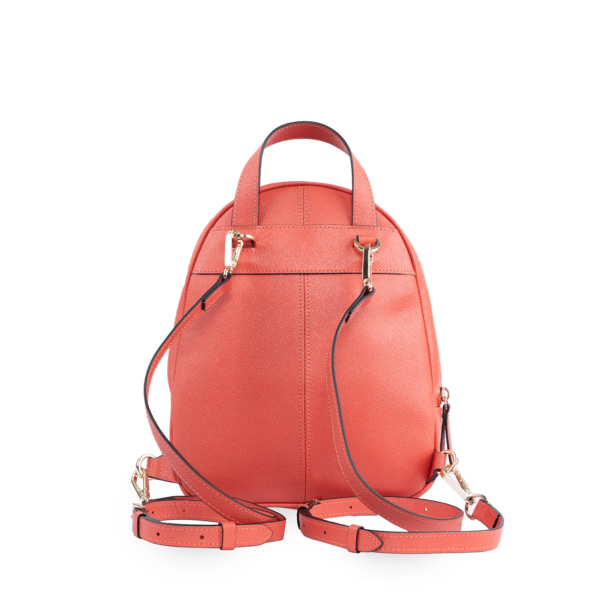 [Da Bò Thật Nhập Ý] Túi Balo Nữ Công Sở LEKA GAIA Backpack - Size 21cm - Màu Đỏ Cam Vân Epsom SIRP