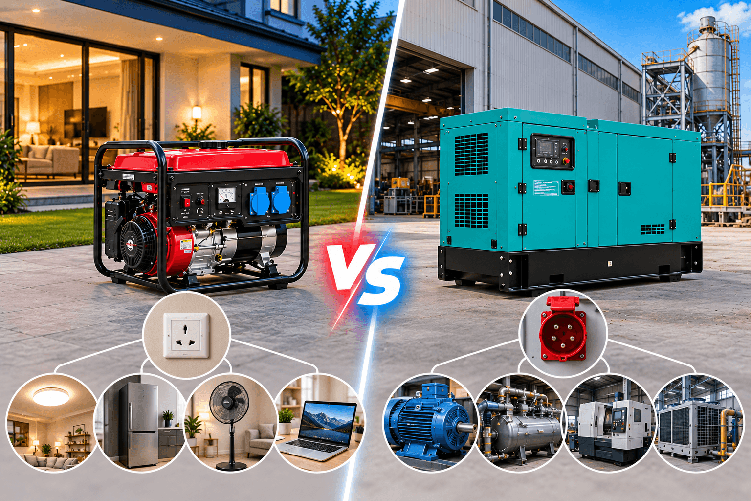 So sánh máy phát điện 1 pha và 3 pha