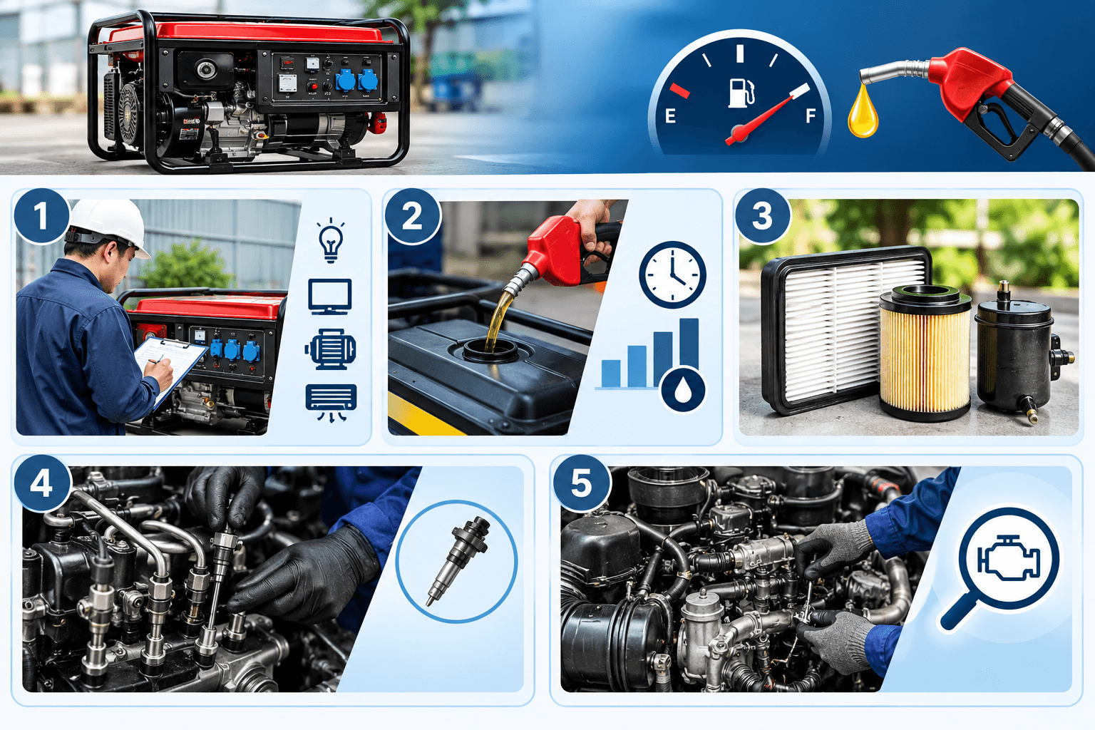 Cách kiểm tra máy phát điện hao nhiên liệu
