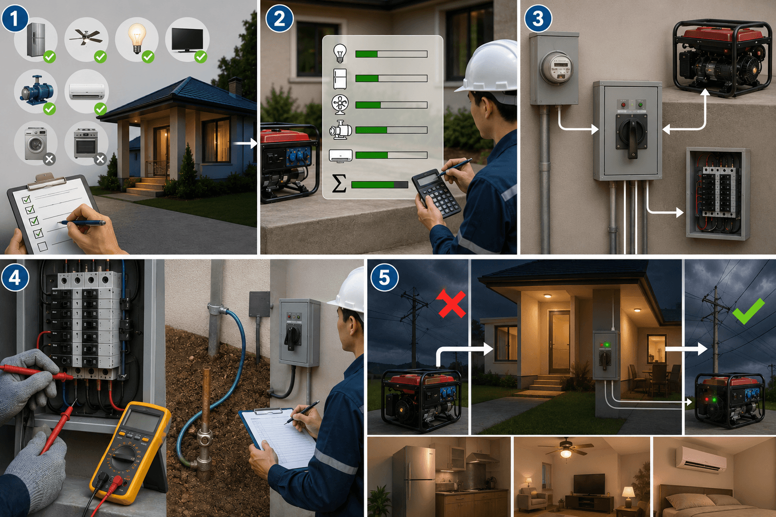Cách nối máy phát điện vào hệ thống điện gia đình