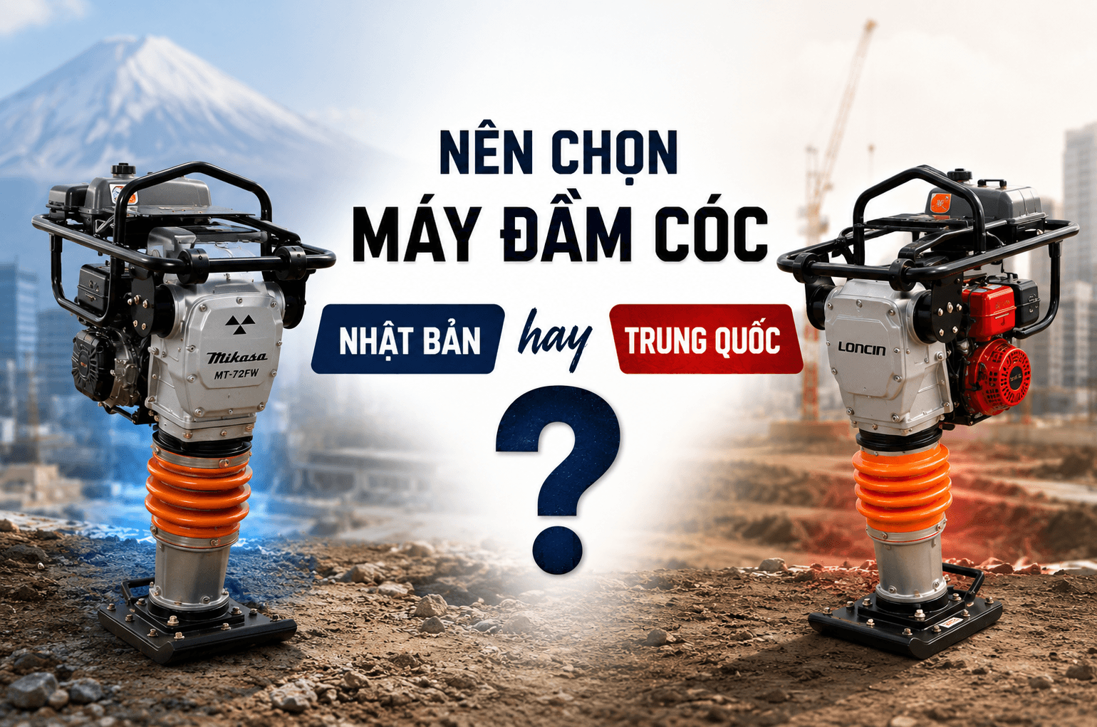 Nên chọn máy đầm cóc Nhật Bản hay Trung Quốc