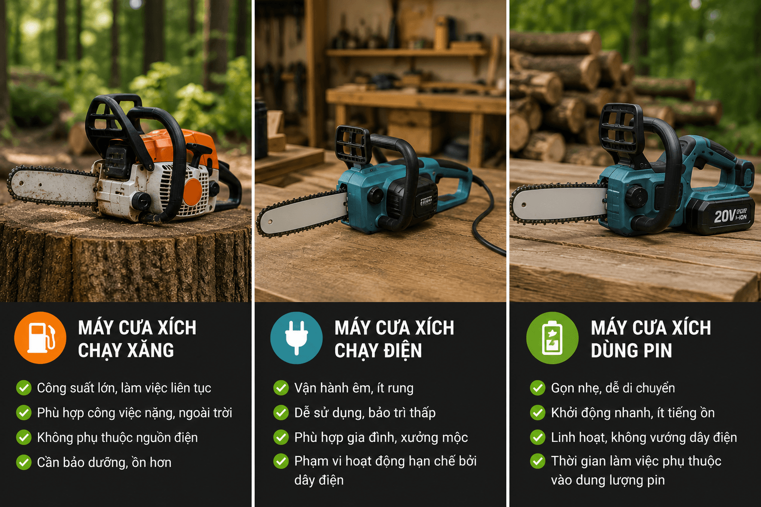 các loại máy cưa xích