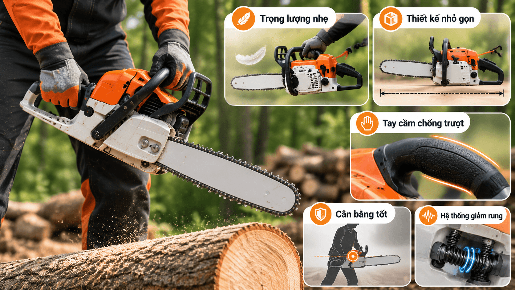 trọng lượng máy cưa xích