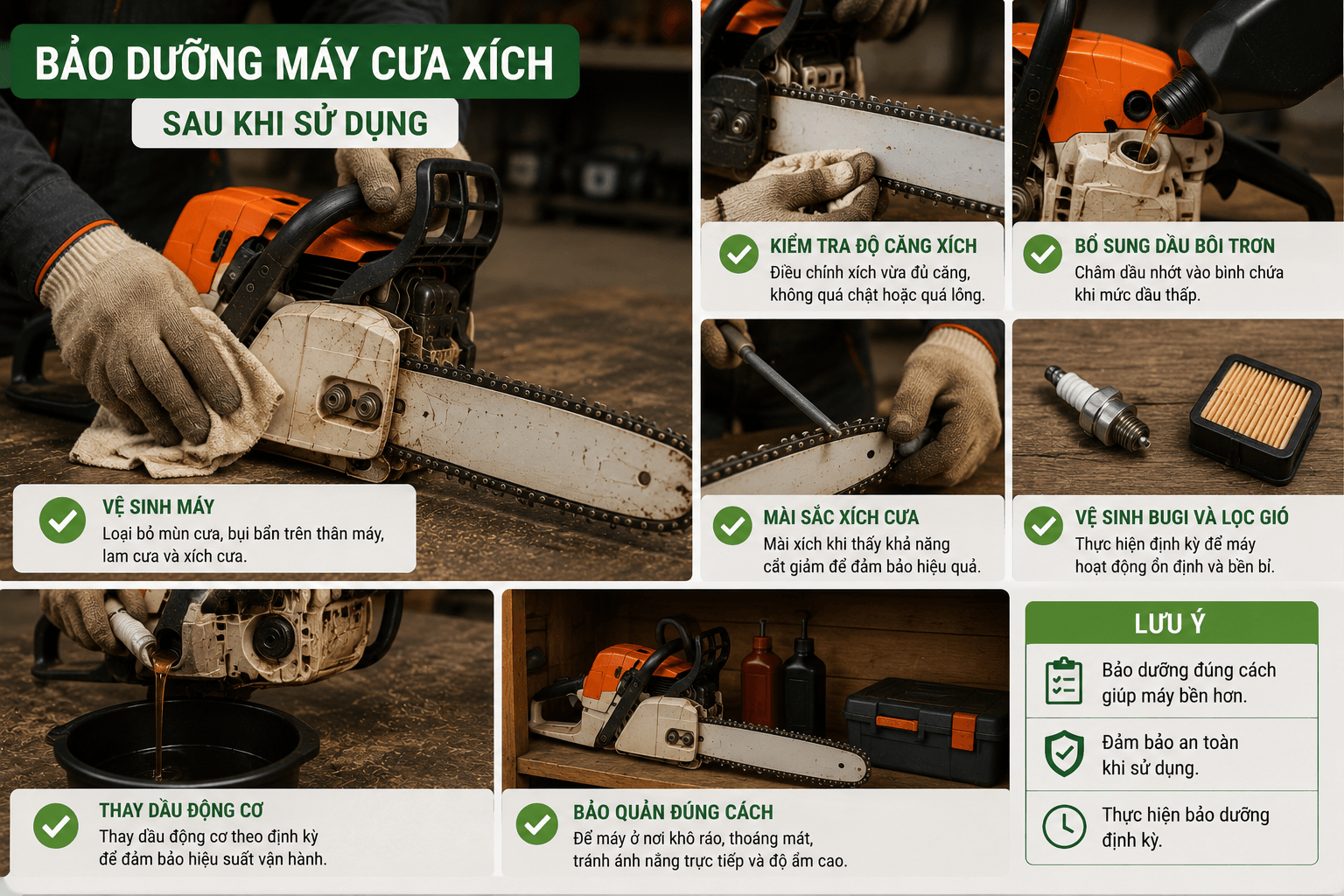 cách bảo dưỡng máy cưa xích
