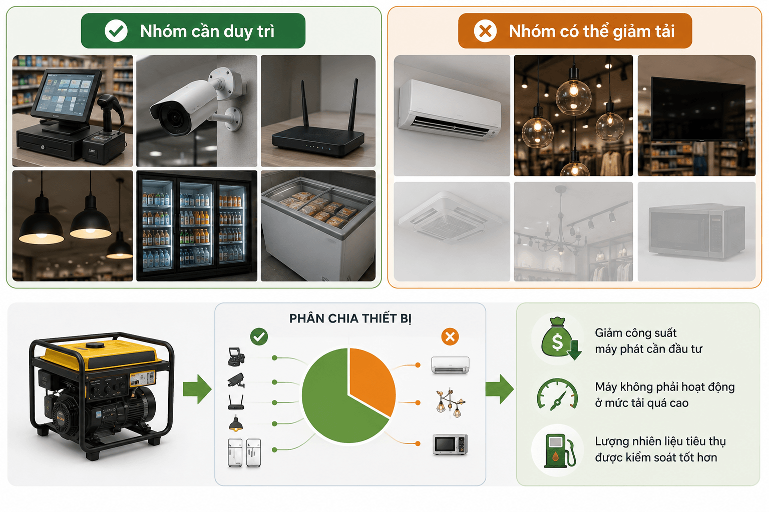 Có nên chạy toàn bộ cửa hàng khi mất điện?