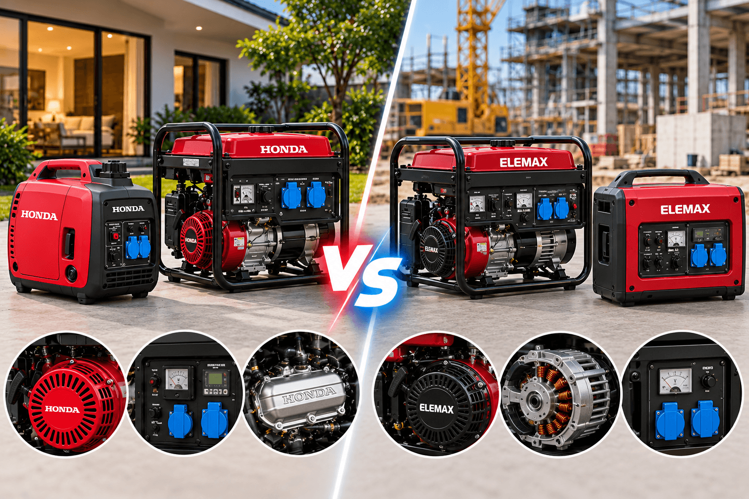 So sánh máy phát điện Honda và Elemax