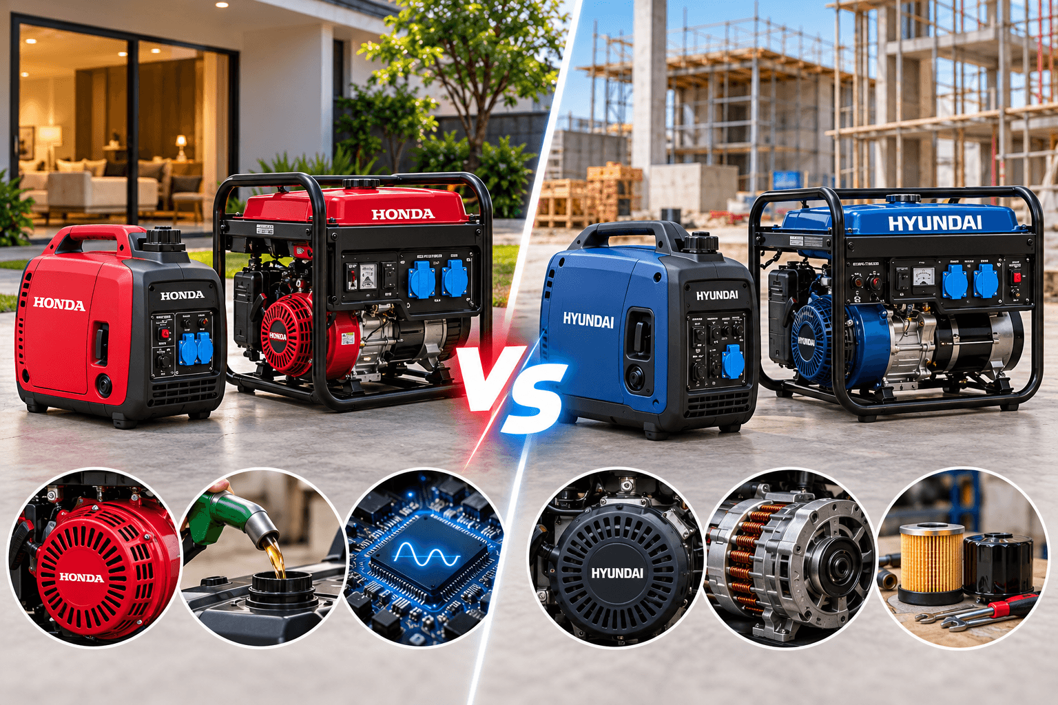 So sánh máy phát điện Honda và Hyundai