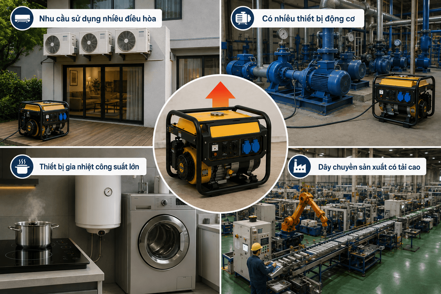 Khi nào nên chọn máy phát công suất lớn hơn?