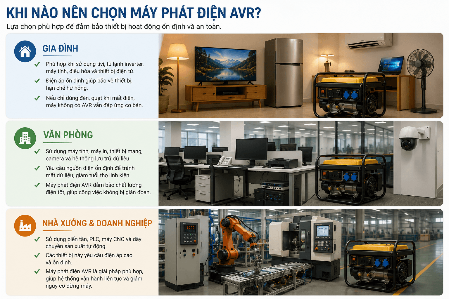 khi nào nên chọn máy phát điện ARV
