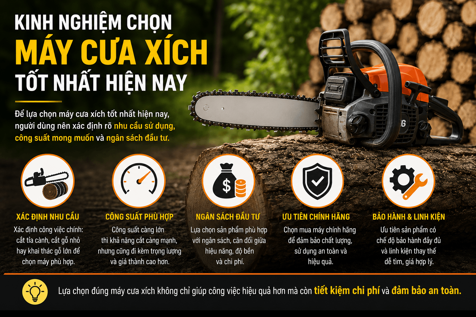 Kinh nghiệm chọn máy cưa xích tốt nhất hiện nay