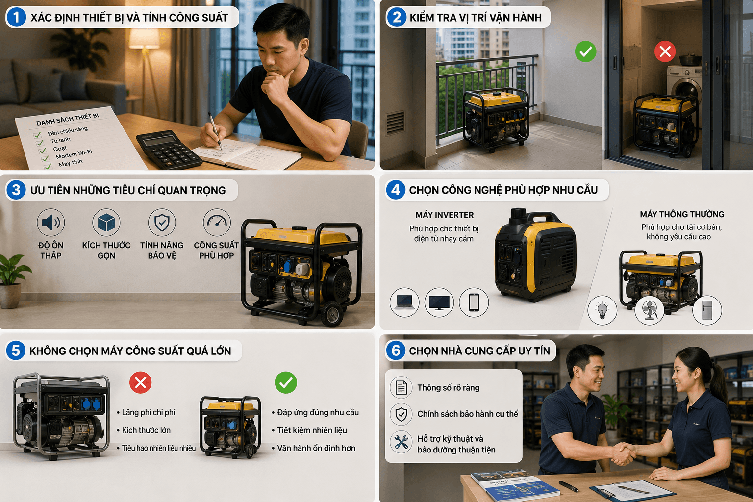 Kinh nghiệm chọn máy phát điện cho căn hộ