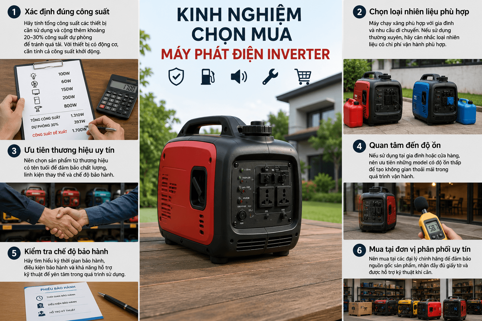 kinh nghiệm chọn mua máy phát điện inverter