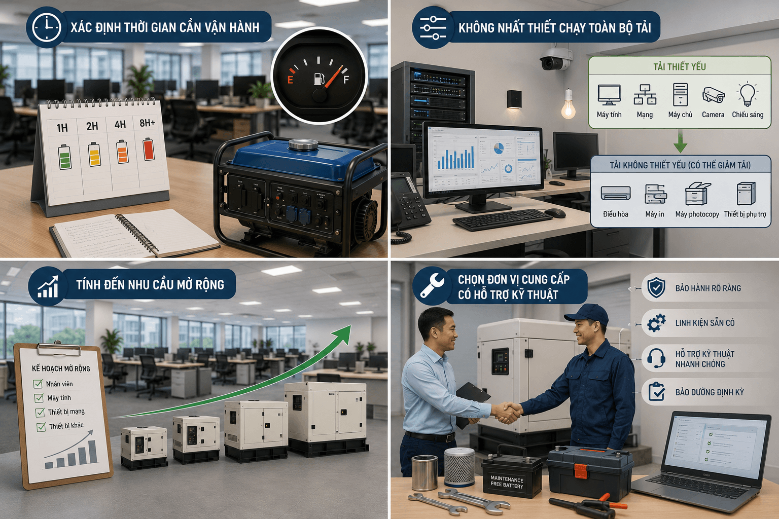 Kinh nghiệm đầu tư máy phát điện cho văn phòng