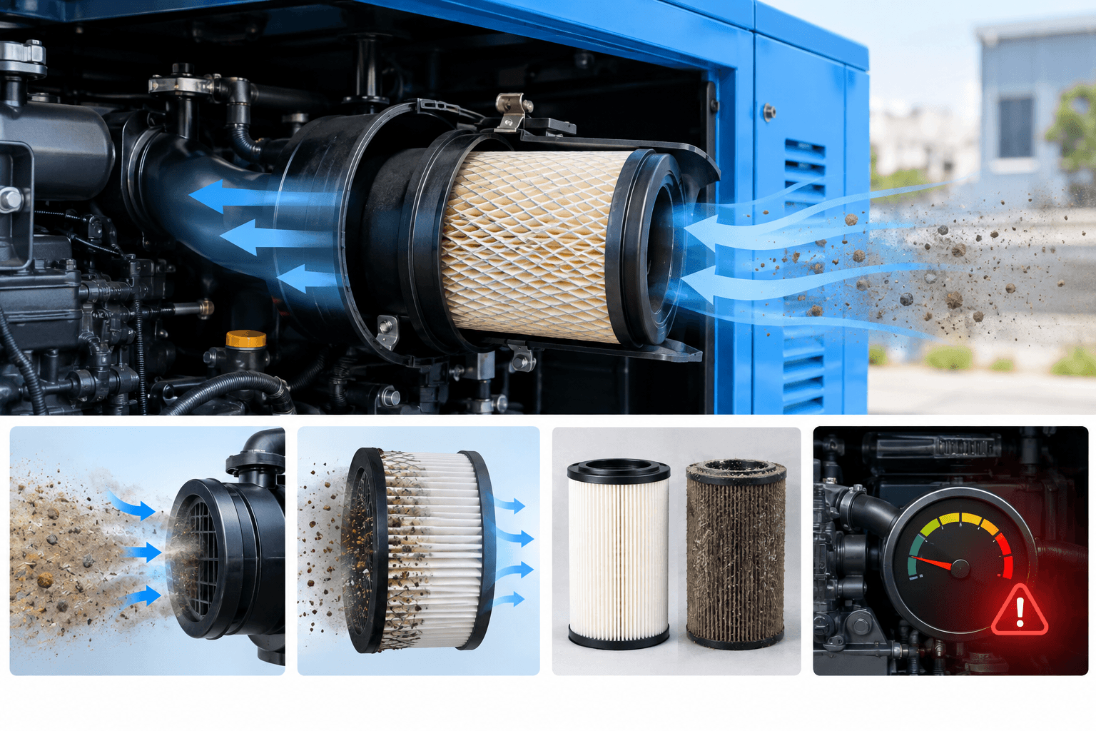 Lọc gió máy phát điện có tác dụng gì