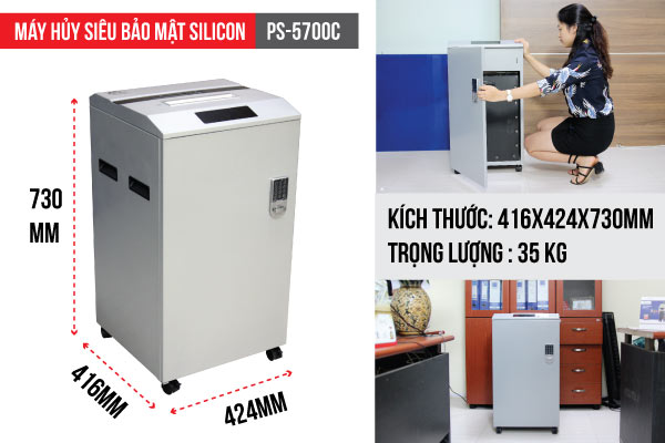 Máy hủy tài liệu văn phòng siêu bảo mật Silicon PS-5700C