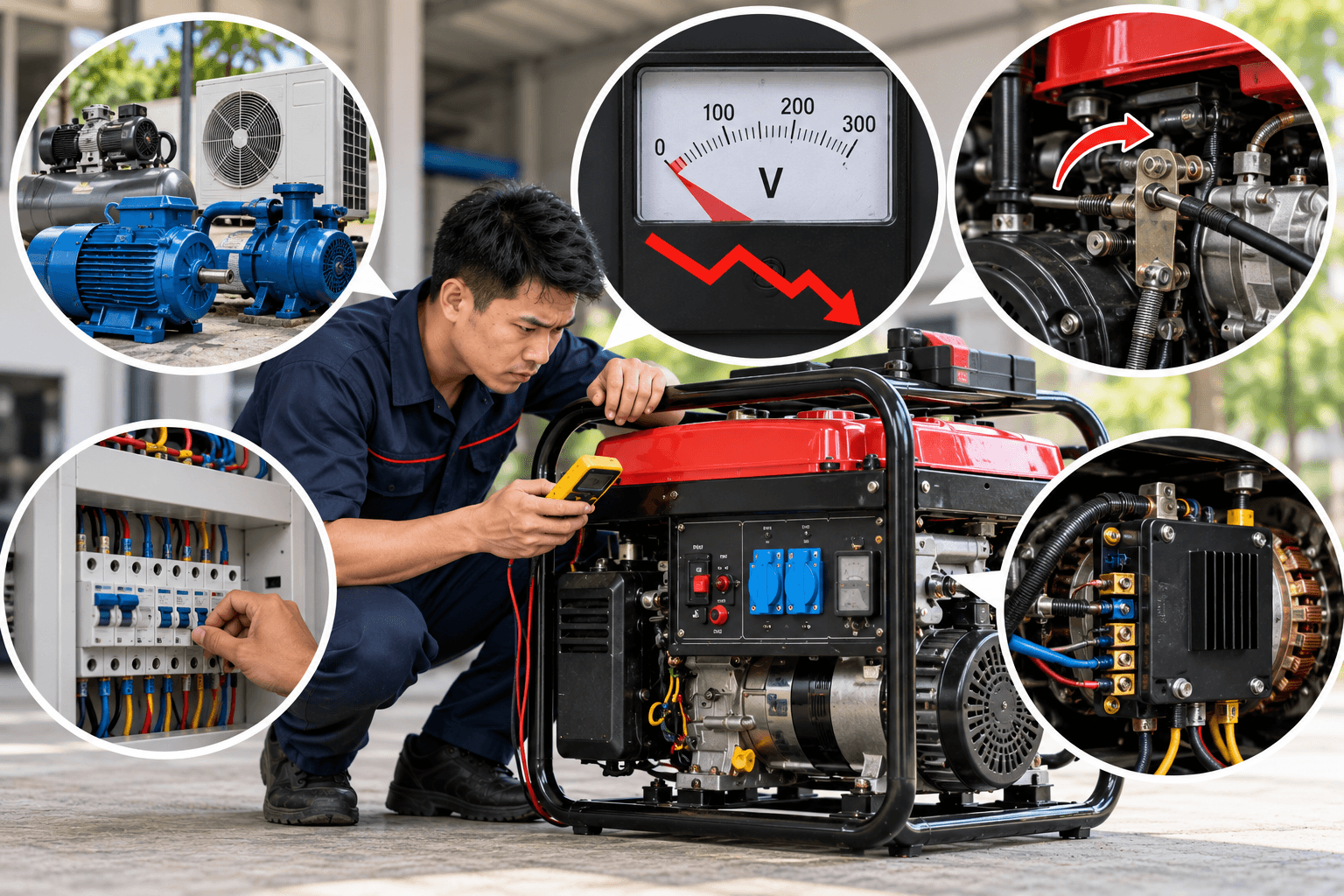 Máy phát điện bị sụt áp