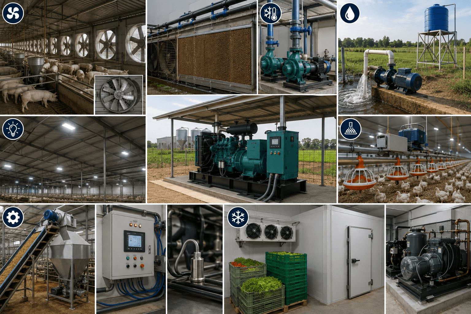 Máy phát điện cho trang trại thường cấp điện cho thiết bị nào?