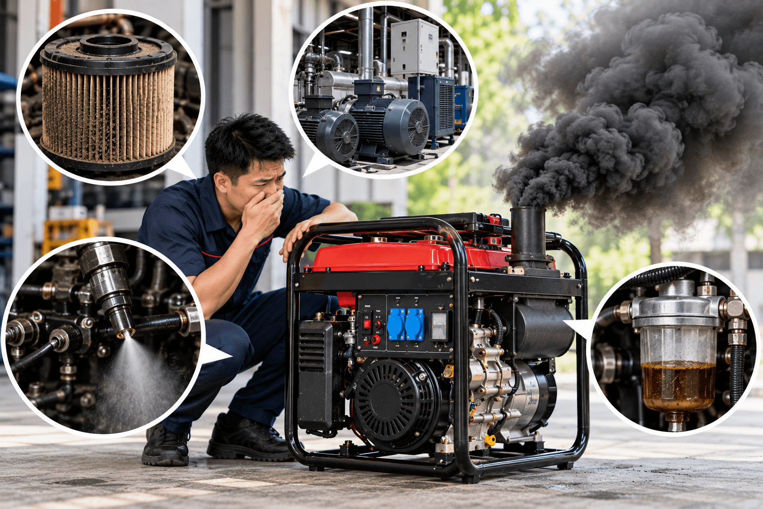 Máy phát điện ra khói đen