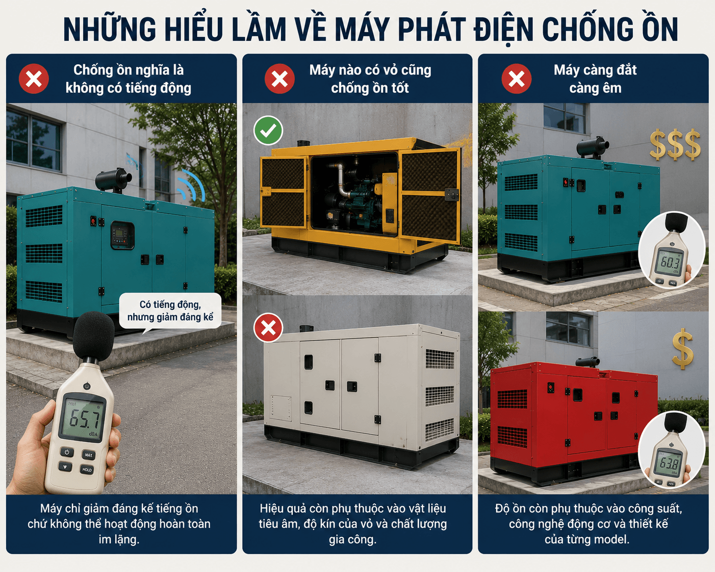 những hiểu lầm về máy phát điện chống ồn