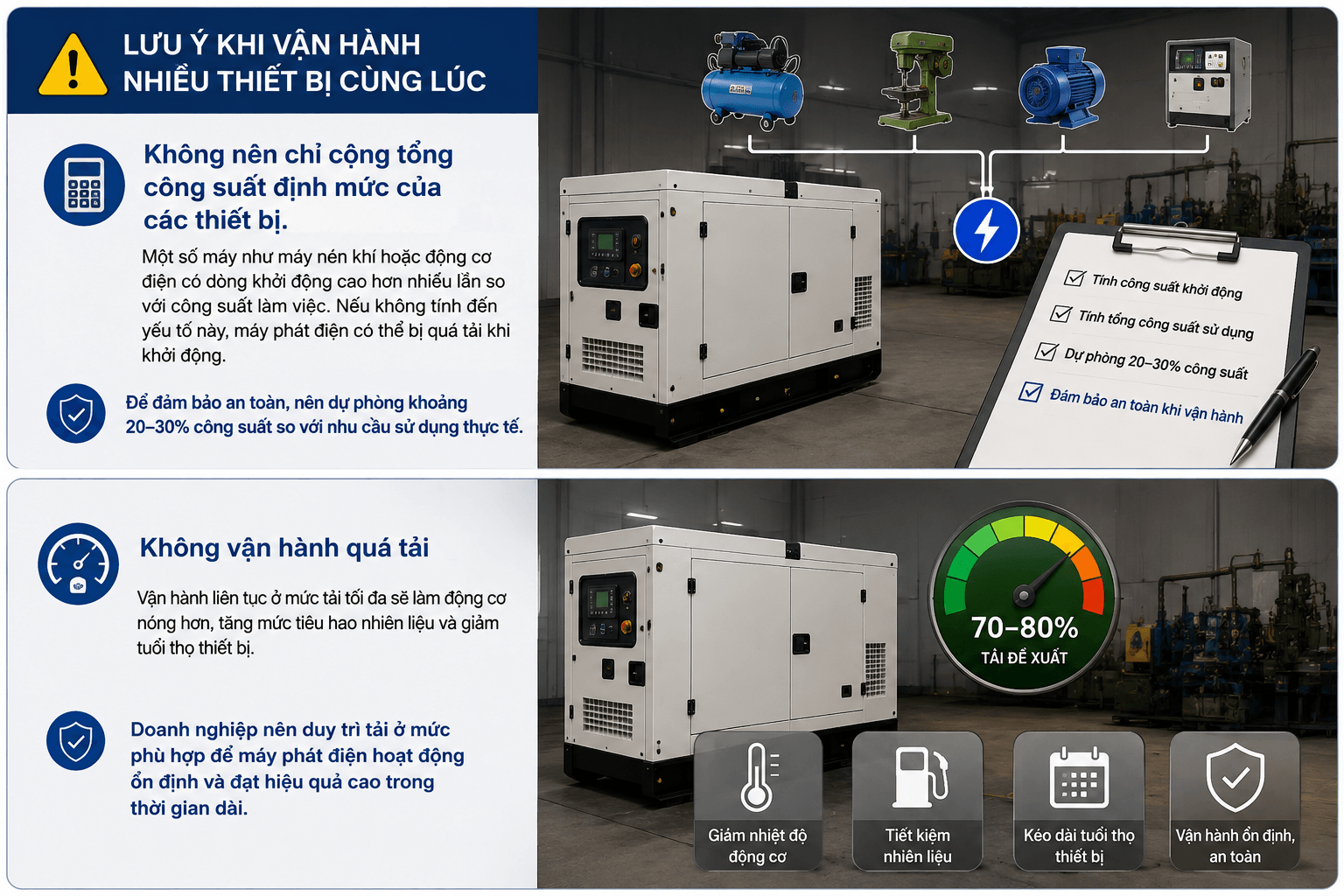 Lưu ý khi vận hành nhiều thiết bị cùng lúc