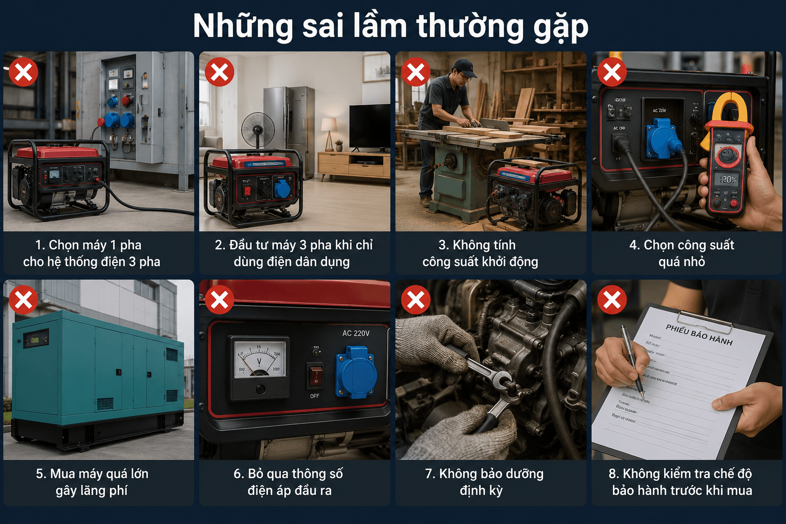 những sai lầm khi lựa chọn máy phát điện