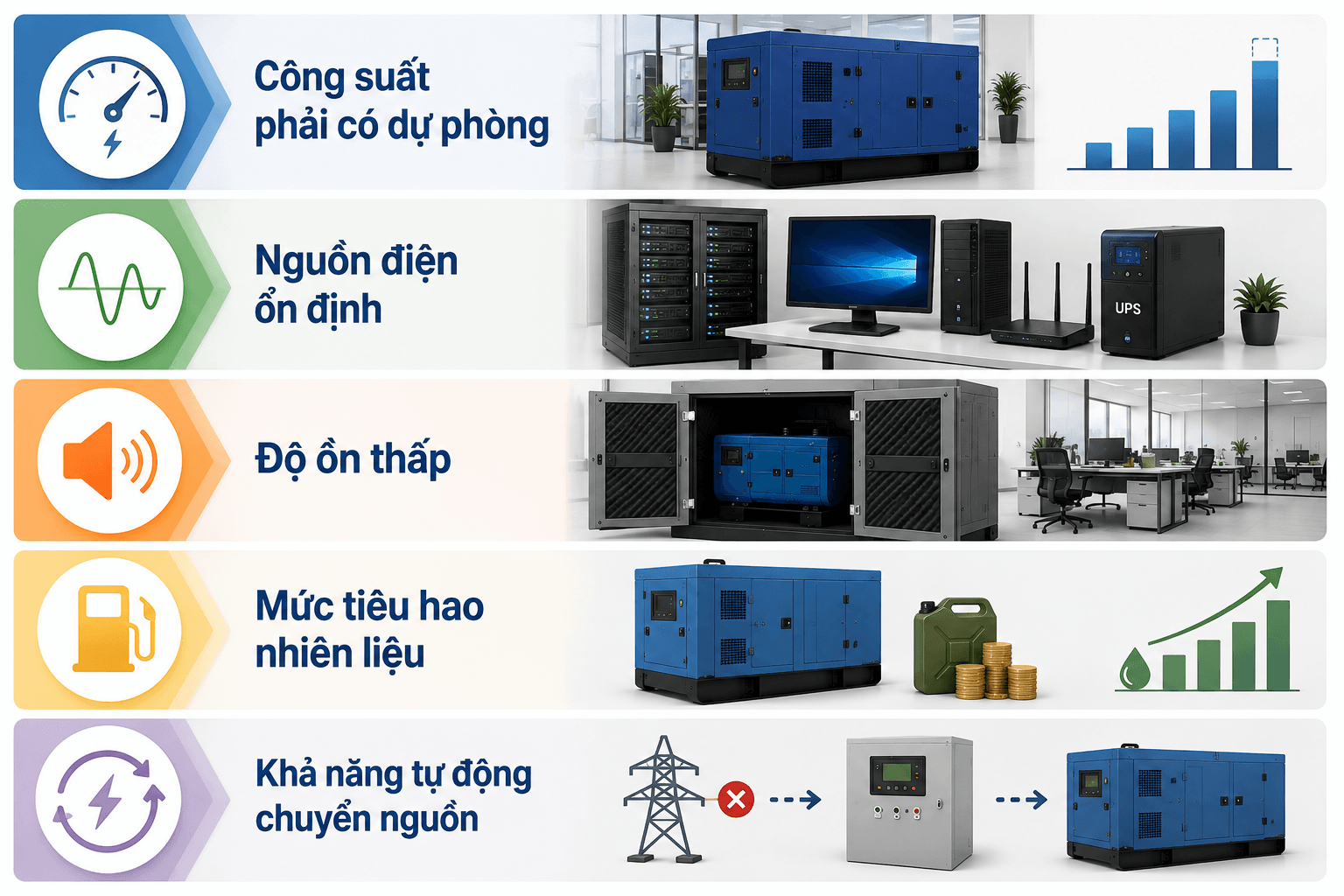 Tiêu chí chọn máy phát điện cho văn phòng